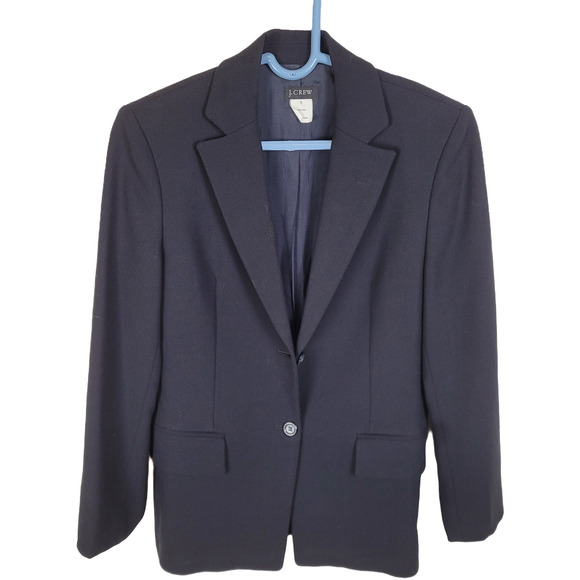 J.Crew Womens black 100% wool 2 button tailored blazer jacket size 6 - Picture 1 of 7